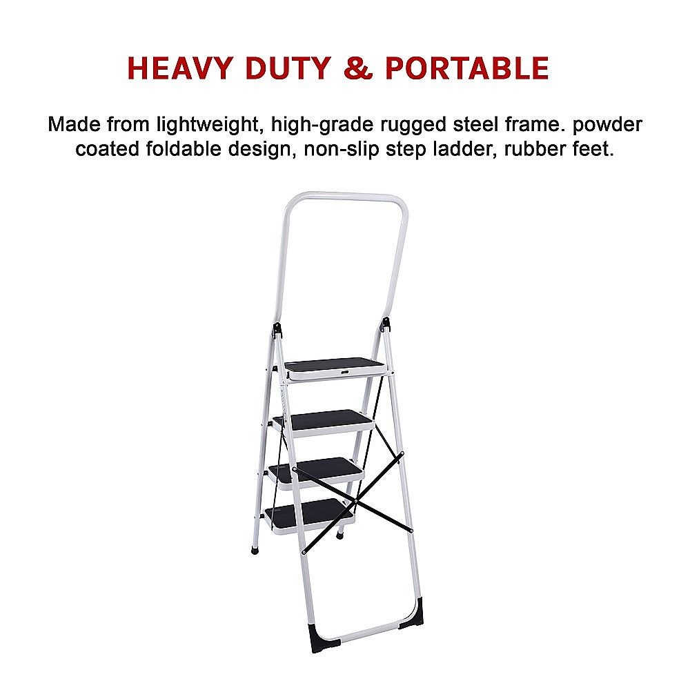 Foldable Non-Slip 4 Step Steel Ladder