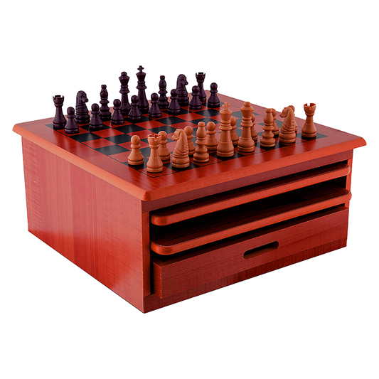 Wooden Chess Board 10-in-1 Games Set - Slide Out Best Checkers House Unit