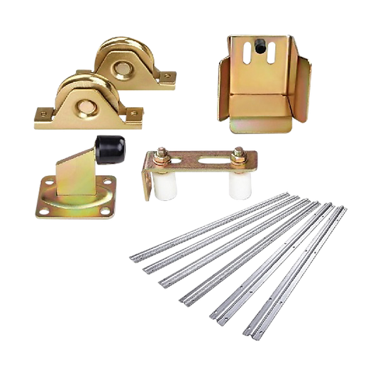 Sliding Gate Hardware Accessories Kit - 6M Track, Wheels, Stopper, Roller Guide