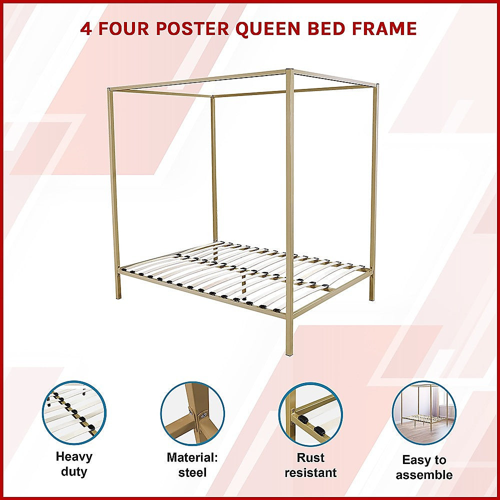 Bed Frame Four Poster Queen 4-Poster