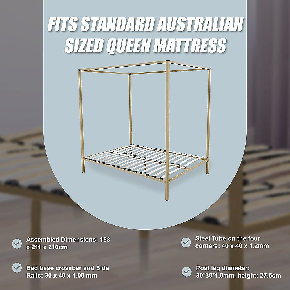 Bed Frame Four Poster Queen 4-Poster