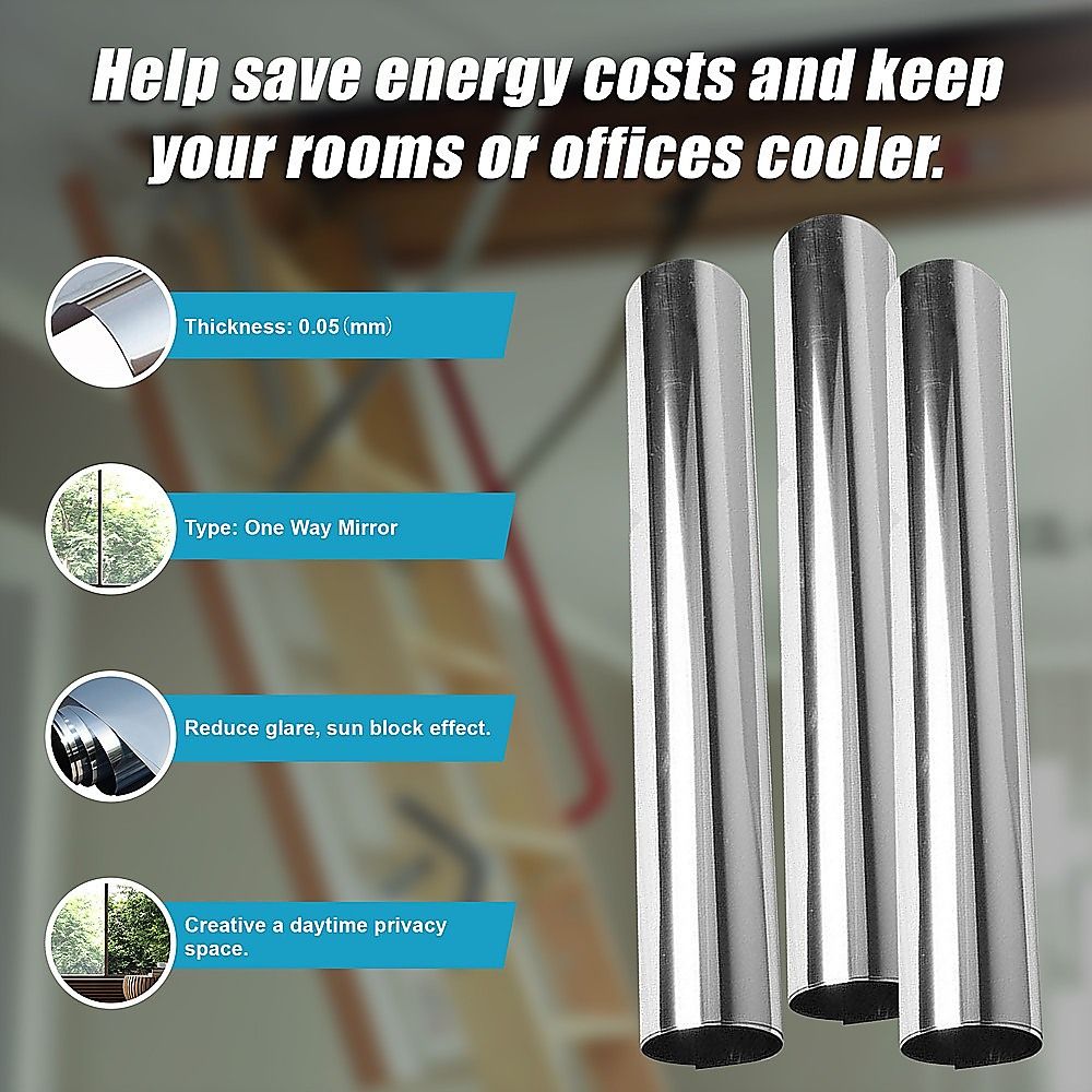One Way Mirror Privacy Reflection Window Tint Film Stop Heat - 24Ft x 2Ft