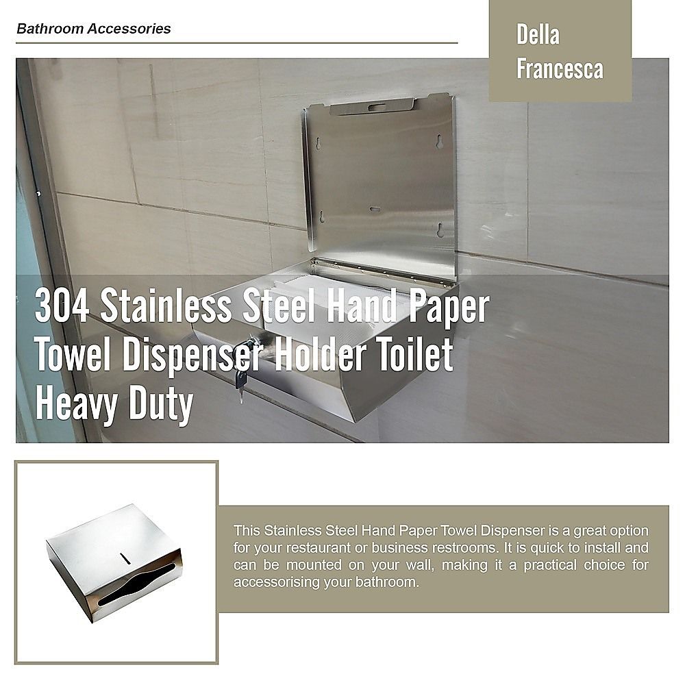 Stainless Steel Hand Paper Towel Dispenser Holder - Heavy Duty Toilet