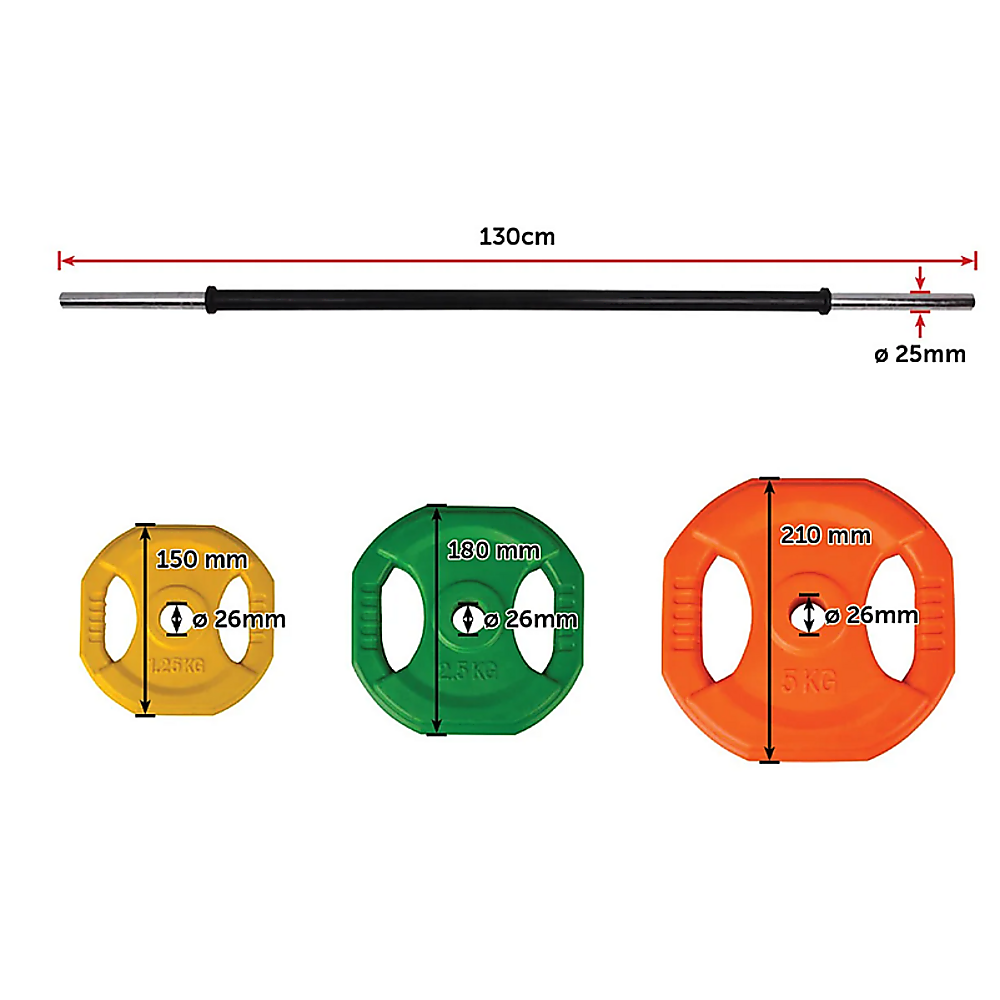 Standard Rubber Coloured Barbell 20kg