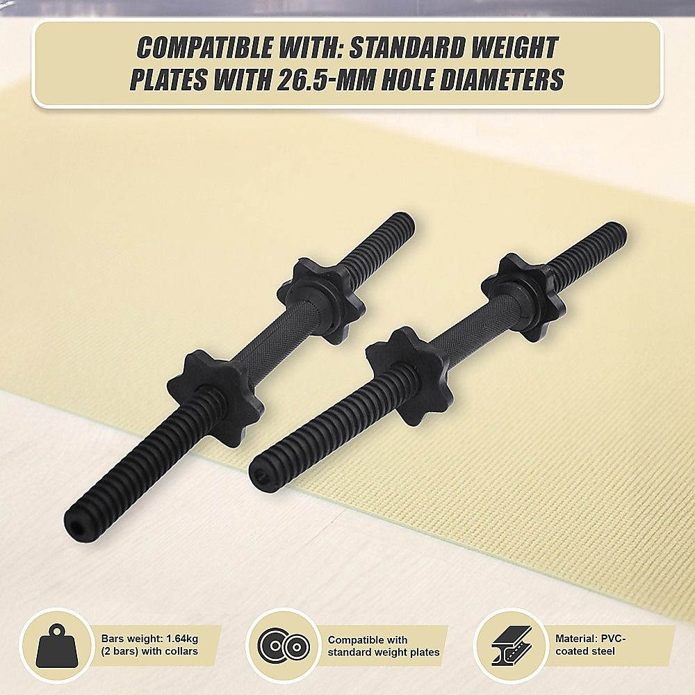 Dumbbell Bar 45cm - 1 Pair 25mm Diameter PVC Coated Dumbbell Handle