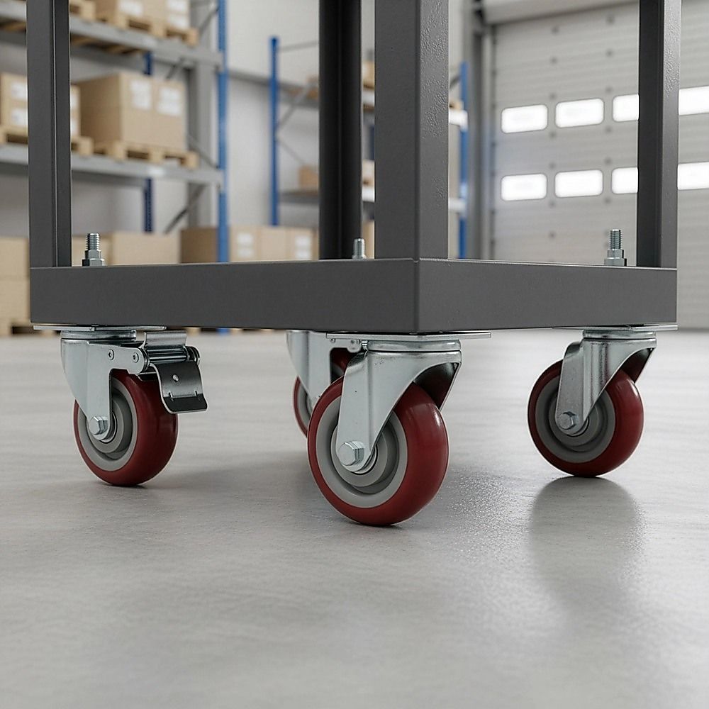 Heavy Duty PU Swivel Castor Wheels with Brake - 4 x 4"