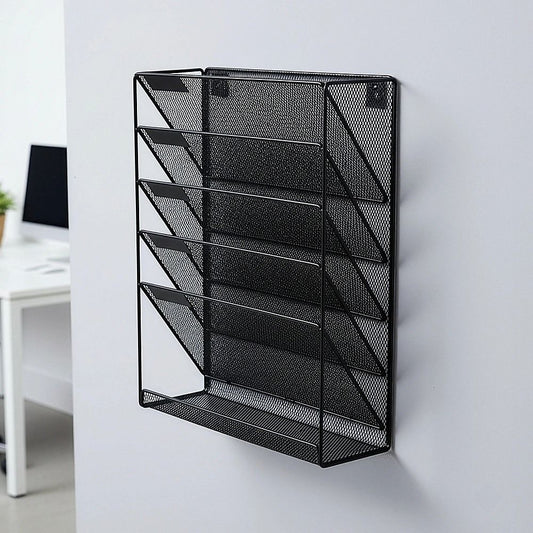 Wall Mount Hanging File Sorter Organizer - 6 Pocket Folder Rack Storage