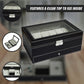 Watch Display Case with Lock Key - 12 Grids Leather Jewelry Storage Box Organizer