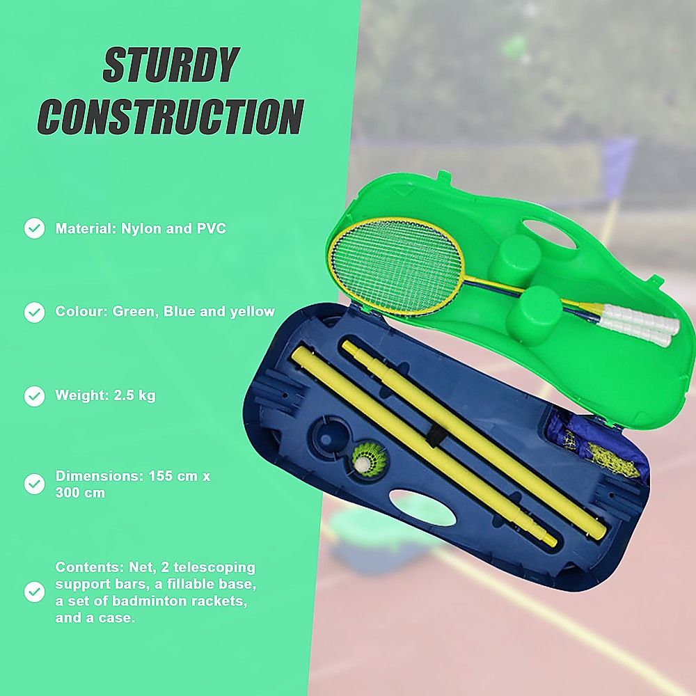Badminton Combo Set Folding Portable Volleyball Net Outdoor Sports