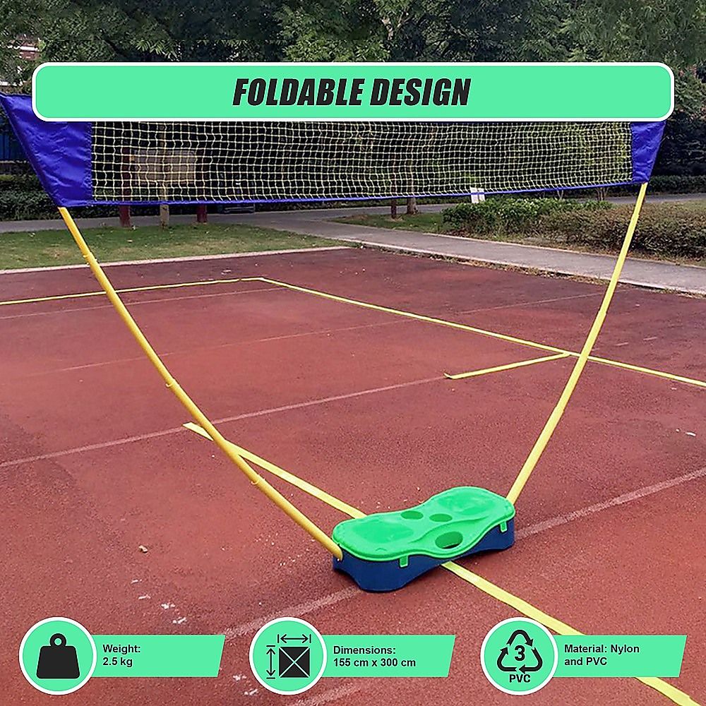 Badminton Combo Set Folding Portable Volleyball Net Outdoor Sports