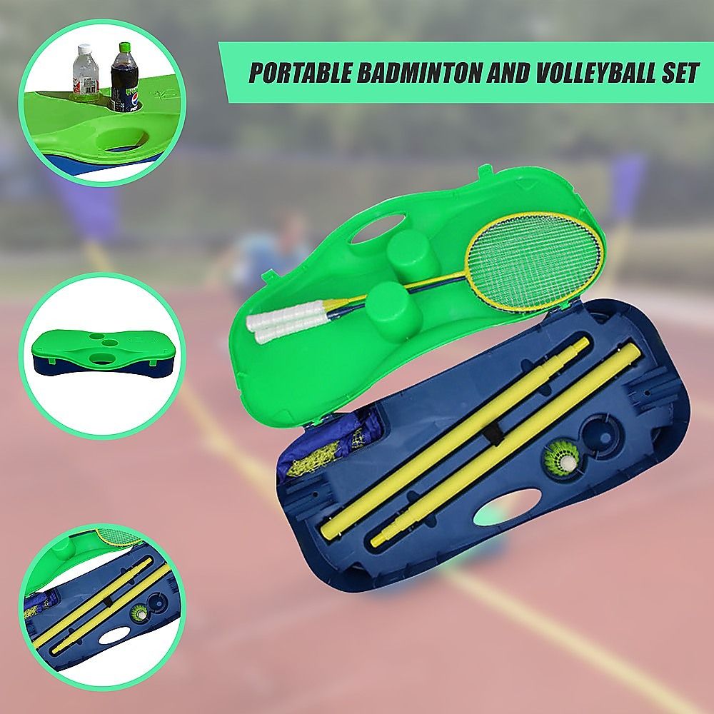 Badminton Combo Set Folding Portable Volleyball Net Outdoor Sports