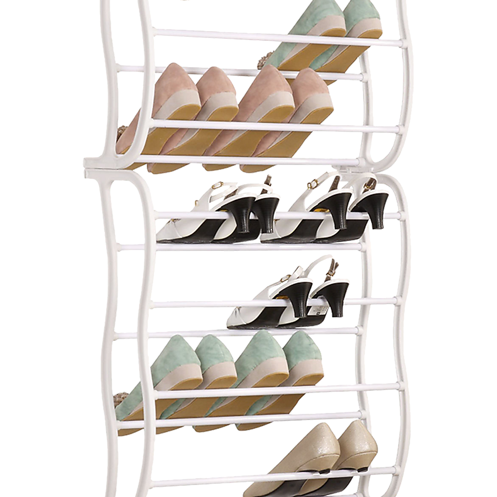 Shoe Holder Organiser Over the Door Hanging Shelf Rack Storage Hook 36 Pair
