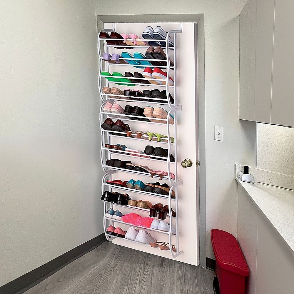 Shoe Holder Organiser Over the Door Hanging Shelf Rack Storage Hook 36 Pair