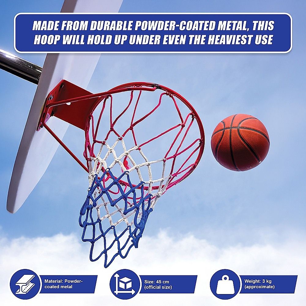 Wall Mounted Basketball Hoop Pro Size with Ring, Goal Net, Rim for Outdoor Dunking
