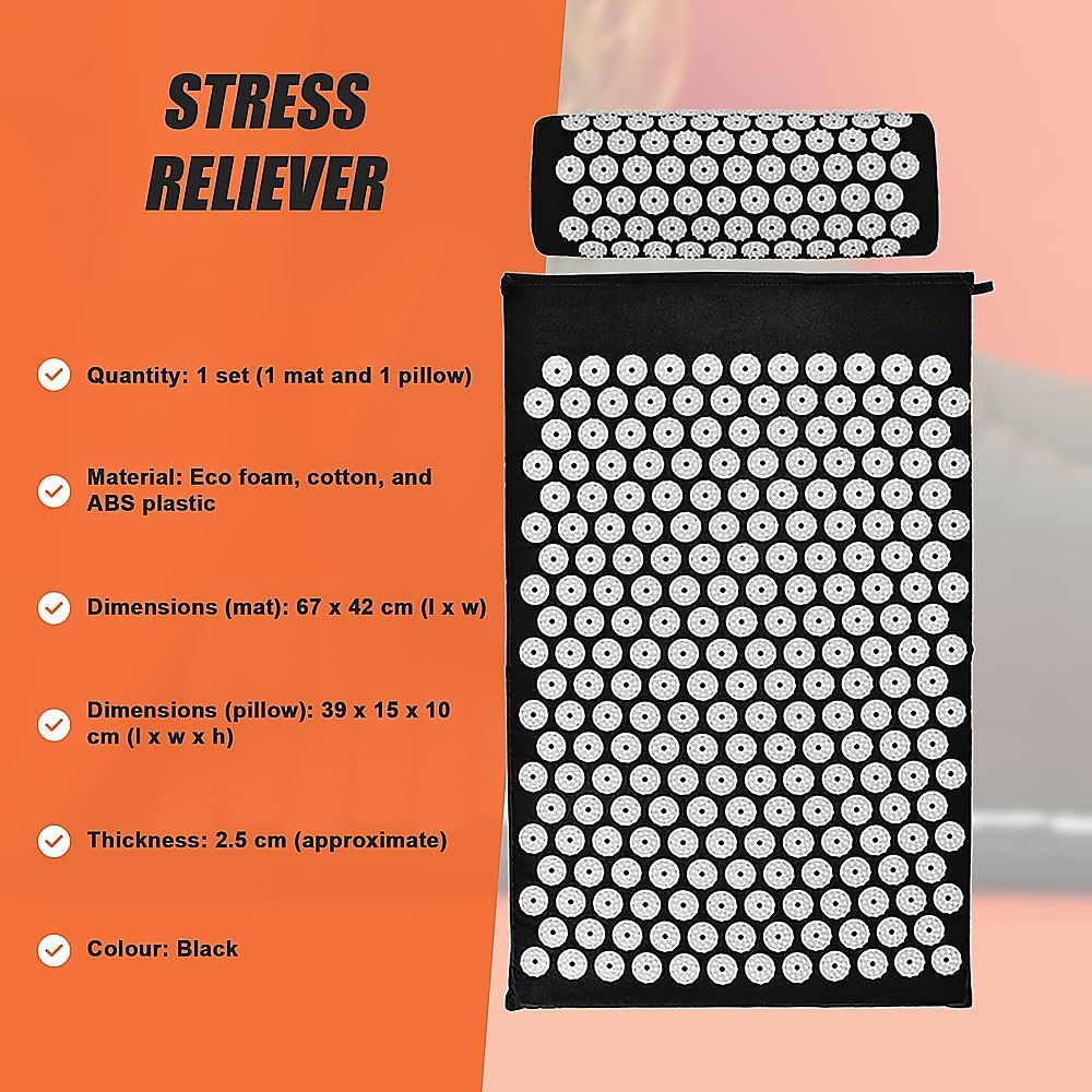 Massage Acupressure Yoga Mat with Pillow Sit Mats for Pain, Stress, Soreness Relief