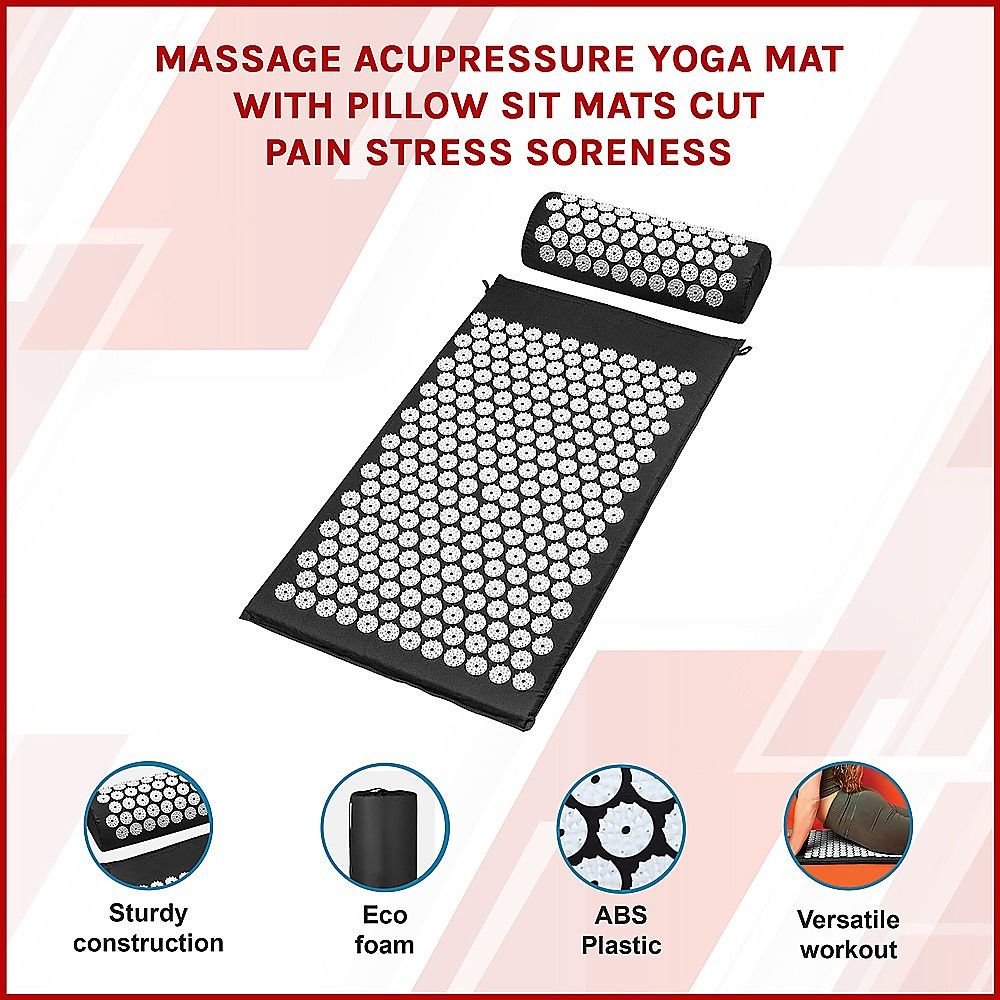 Massage Acupressure Yoga Mat with Pillow Sit Mats for Pain, Stress, Soreness Relief
