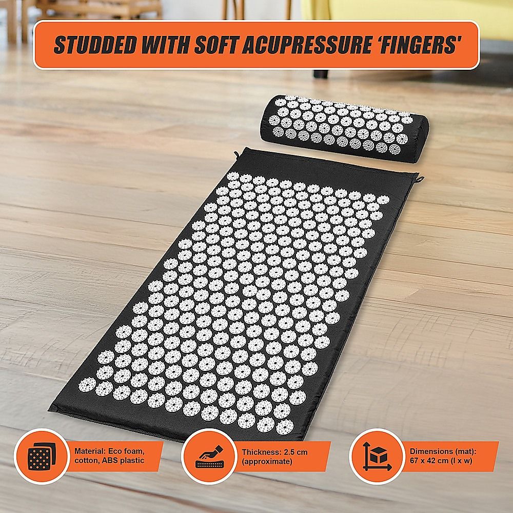 Massage Acupressure Yoga Mat with Pillow Sit Mats for Pain, Stress, Soreness Relief