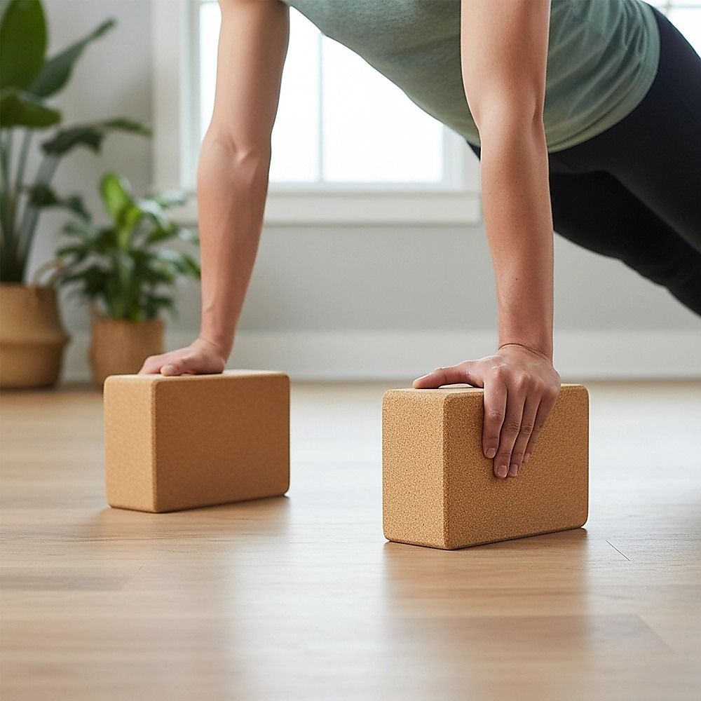 Yoga Block Set of 2 ECO-Friendly Cork Organic Prop Exercise Brick