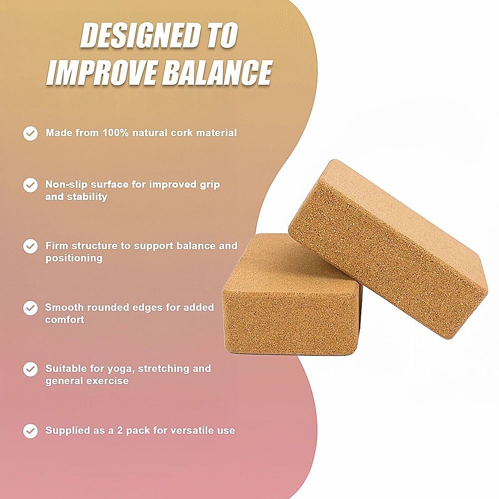 Yoga Block Set of 2 ECO-Friendly Cork Organic Prop Exercise Brick