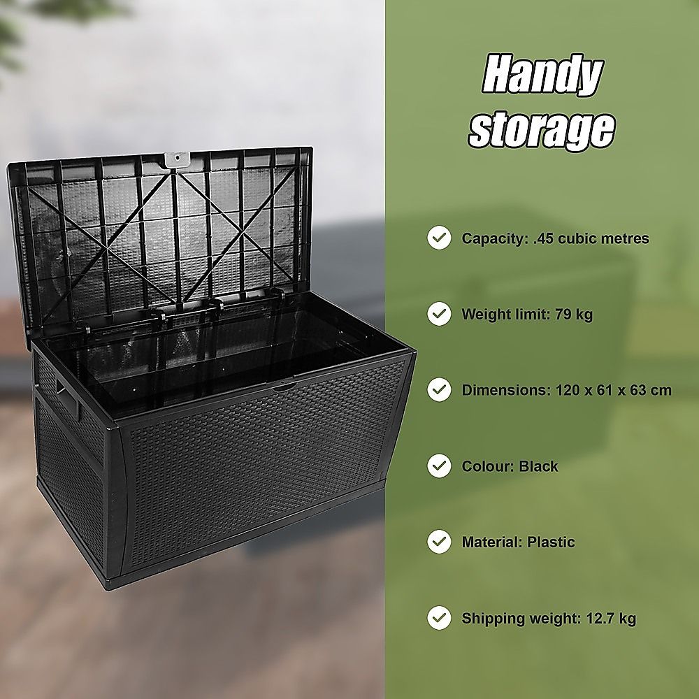 Outdoor Storage Plastic Bench Box 450L Patio Deck Box