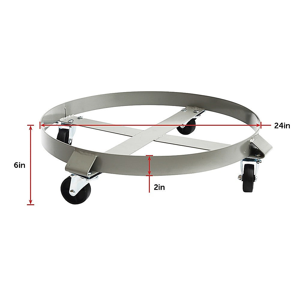 Drum Dolly 450kg 55 Gallon with Swivel Casters Heavy Duty Steel Frame Non-Tipping
