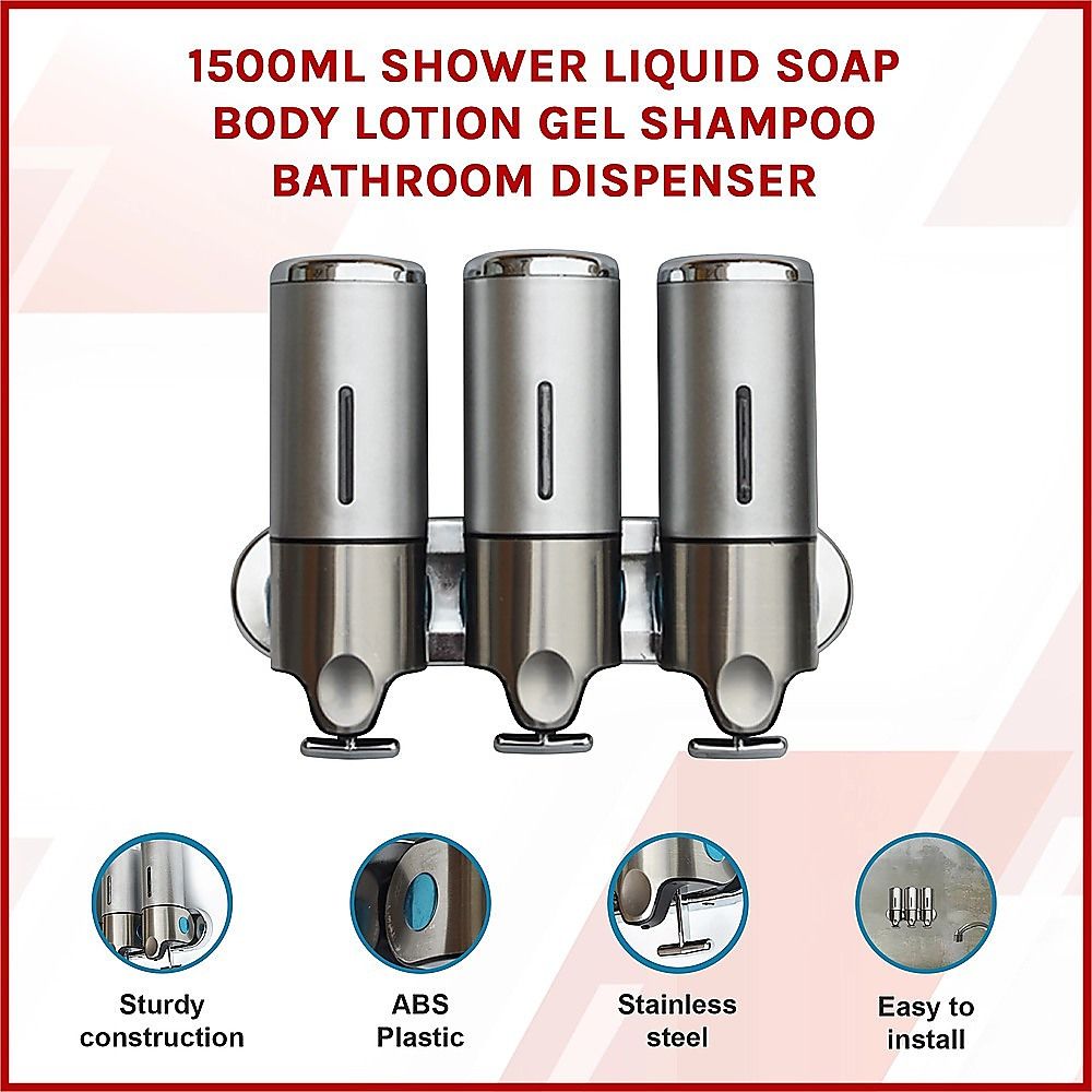 Shower Liquid Soap Dispenser 1500ml Bathroom Body Lotion Gel Shampoo