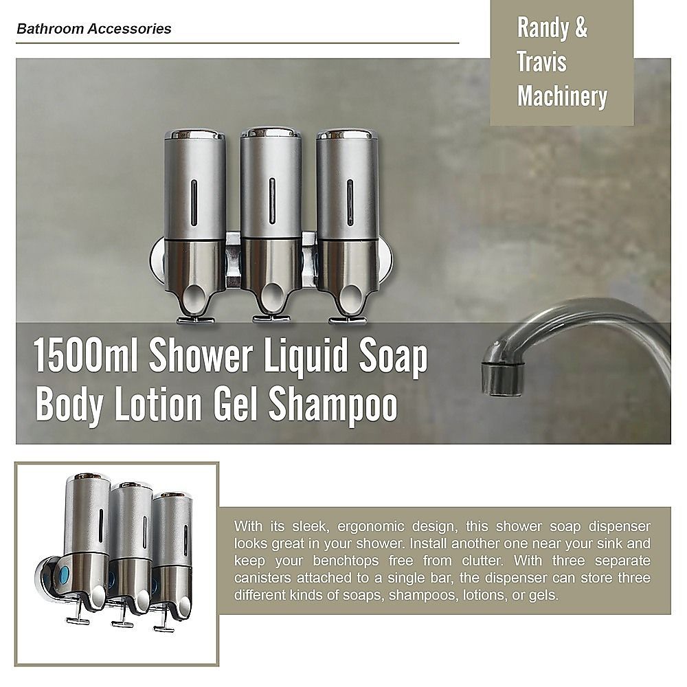 Shower Liquid Soap Dispenser 1500ml Bathroom Body Lotion Gel Shampoo