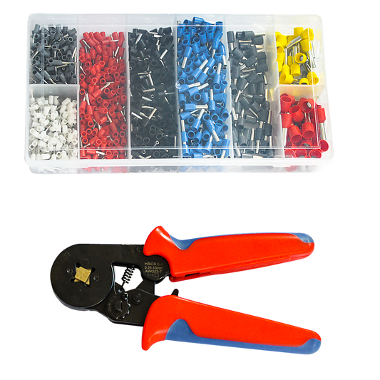 Bootlace Ferrule Crimper Kit 1200Pcs 0.25-10mm² Cord End Ratchet Crimping Tool