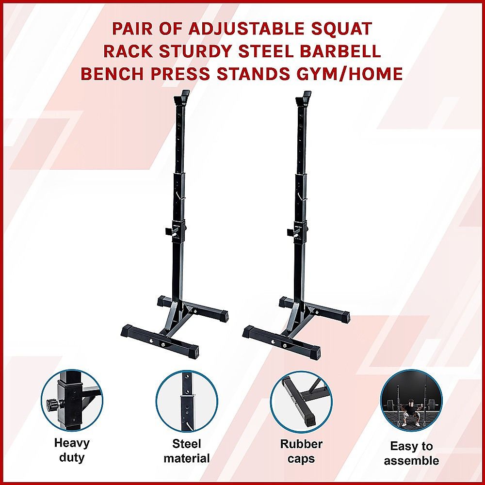 Adjustable Rack Pair Sturdy Steel Squat Barbell Bench Press Stands GYM/Home