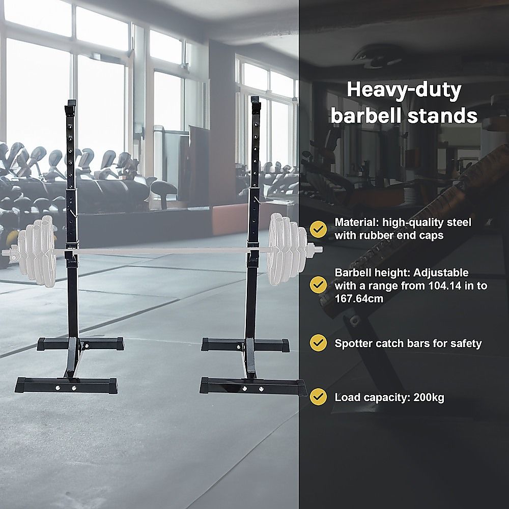 Adjustable Rack Pair Sturdy Steel Squat Barbell Bench Press Stands GYM/Home
