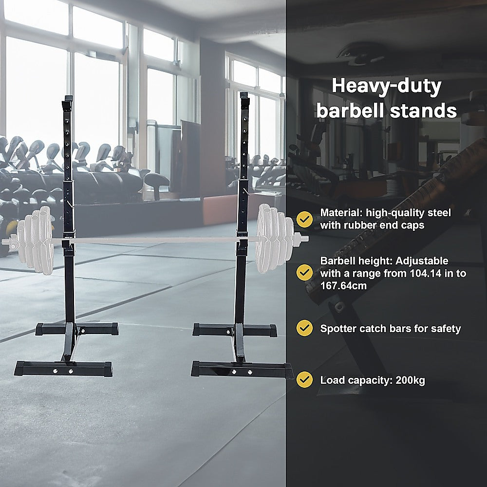 Adjustable Rack Pair Sturdy Steel Squat Barbell Bench Press Stands GYM/Home