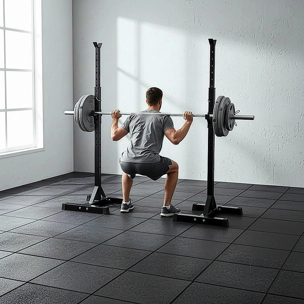 Adjustable Rack Pair Sturdy Steel Squat Barbell Bench Press Stands GYM/Home
