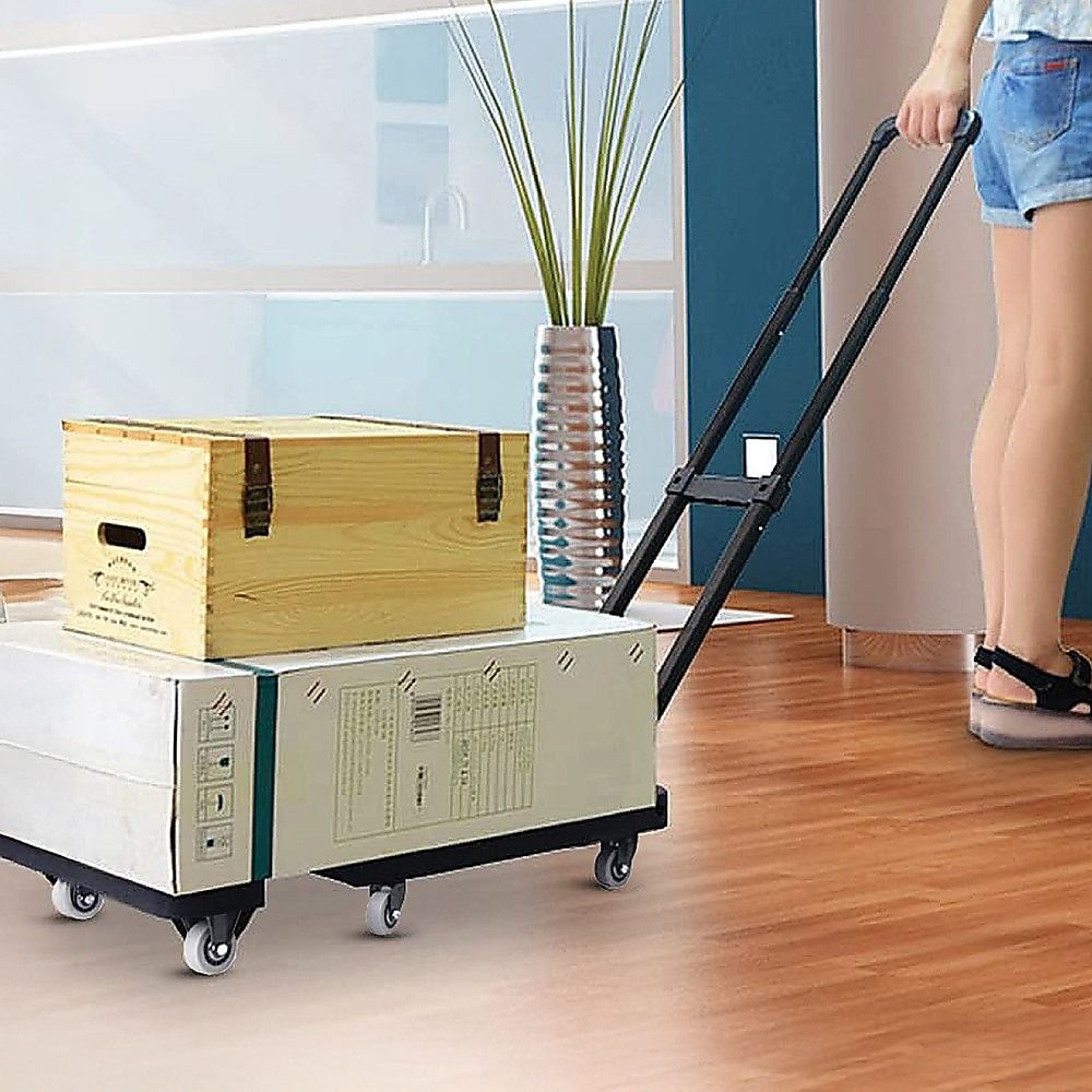 Hand Flatbed Trolley Cart Foldable with 6 x 360 Degree Rotating Wheels Load 200Kg
