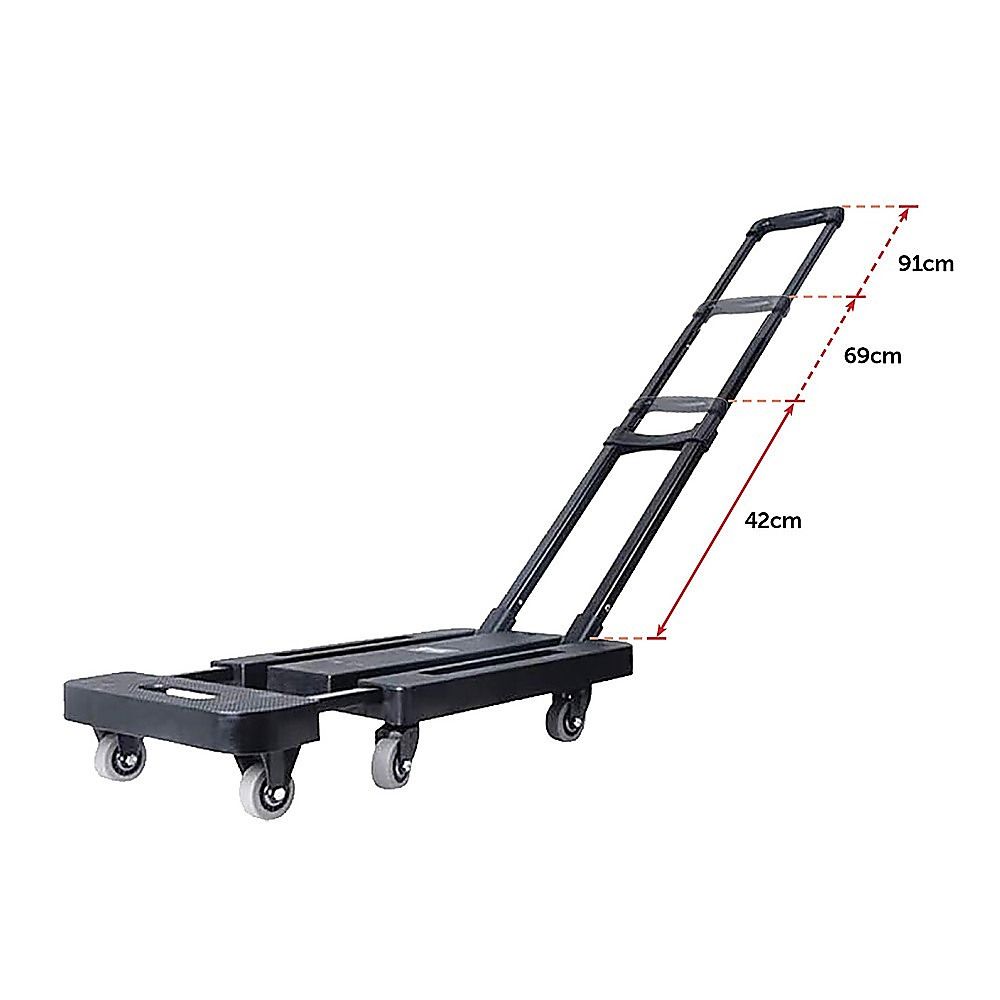 Hand Flatbed Trolley Cart Foldable with 6 x 360 Degree Rotating Wheels Load 200Kg