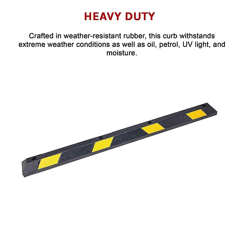 Rubber Curb Parking Guide 180cm Heavy Duty Wheel Driveway Stopper Reflective Yellow
