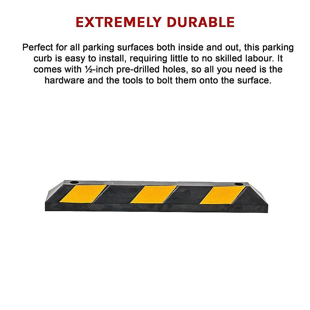Heavy Duty Rubber Curb Parking Guide Wheel Driveway Stopper Reflective 90cm - Yellow