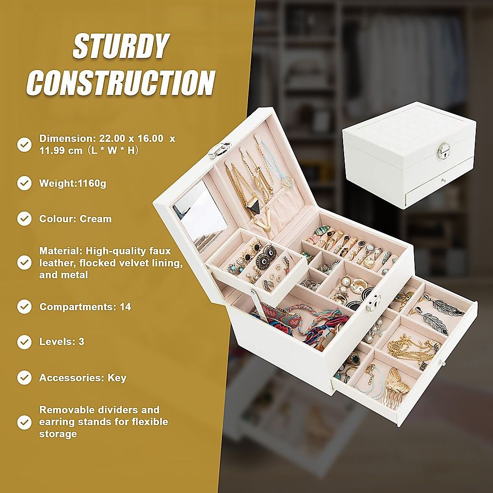 Jewellery Storage Box Girls Rings Necklaces Display Organiser Case