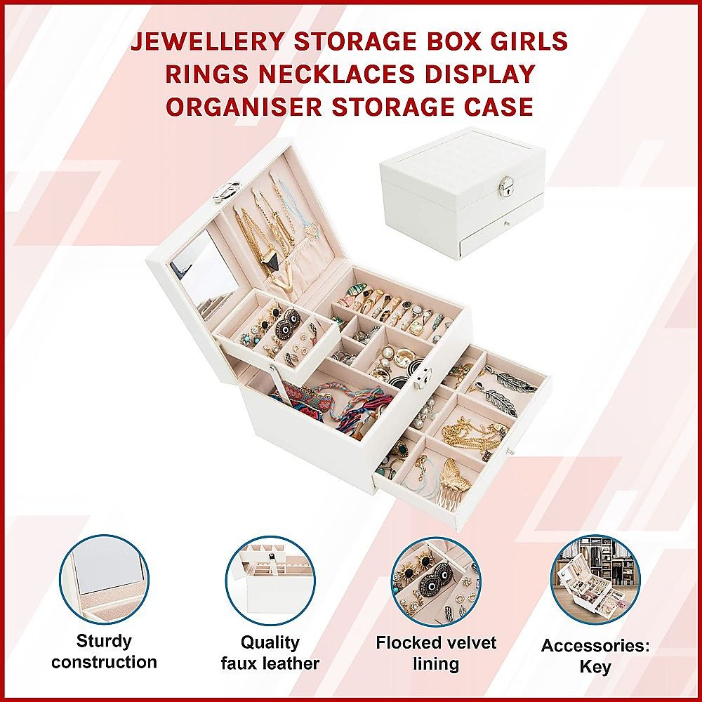 Jewellery Storage Box Girls Rings Necklaces Display Organiser Case