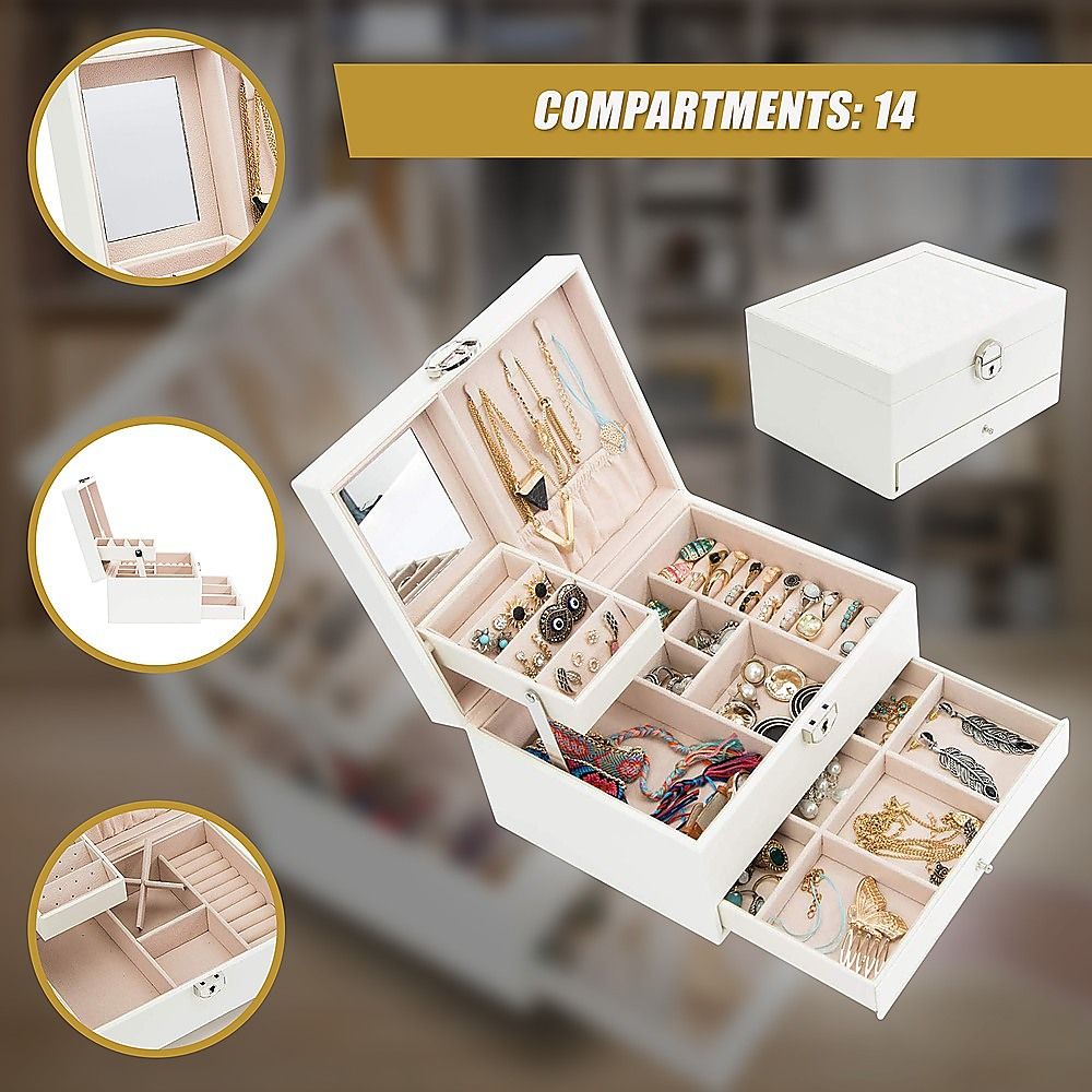 Jewellery Storage Box Girls Rings Necklaces Display Organiser Case