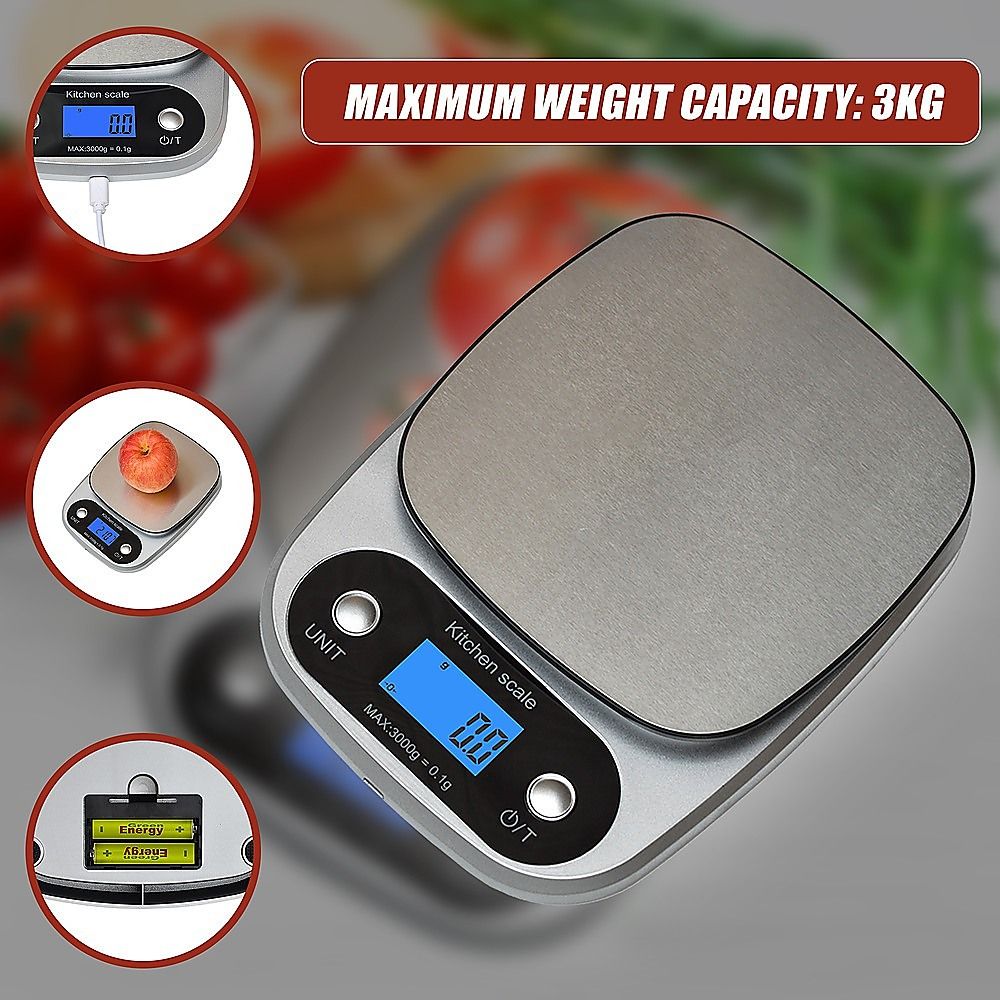 Digital Kitchen Scale 0.1g High Precision Rechargeable Food Scale - 3KG