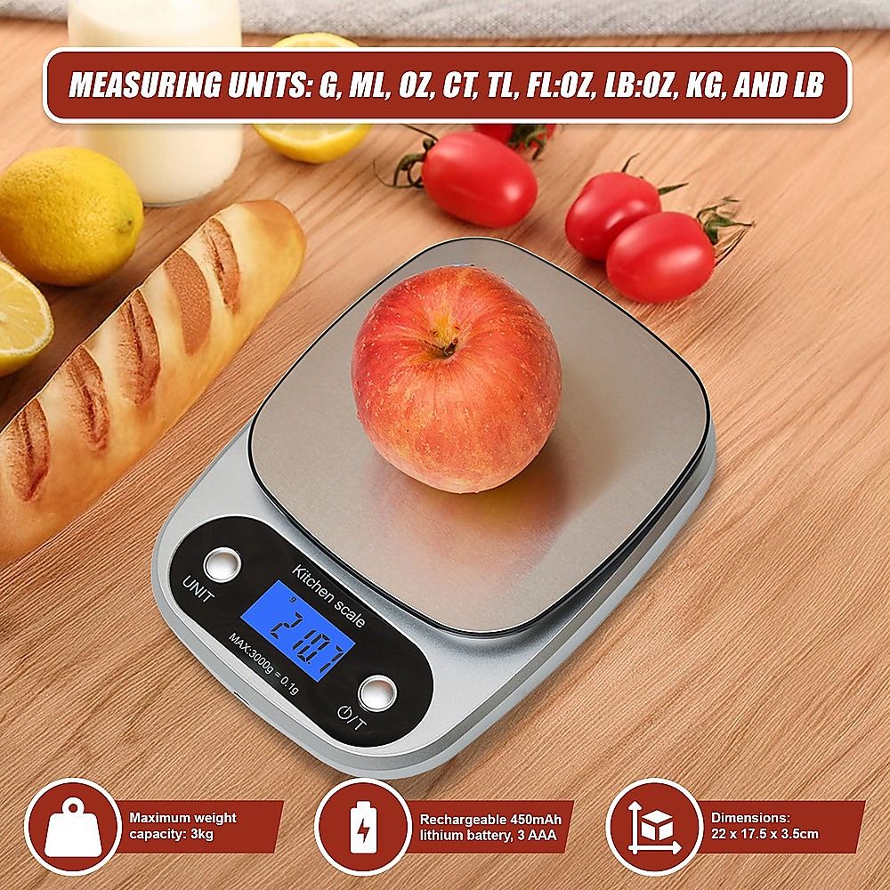 Digital Kitchen Scale 0.1g High Precision Rechargeable Food Scale - 3KG