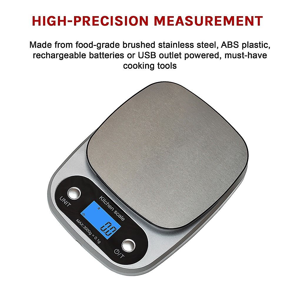 Digital Kitchen Scale 0.1g High Precision Rechargeable Food Scale - 3KG
