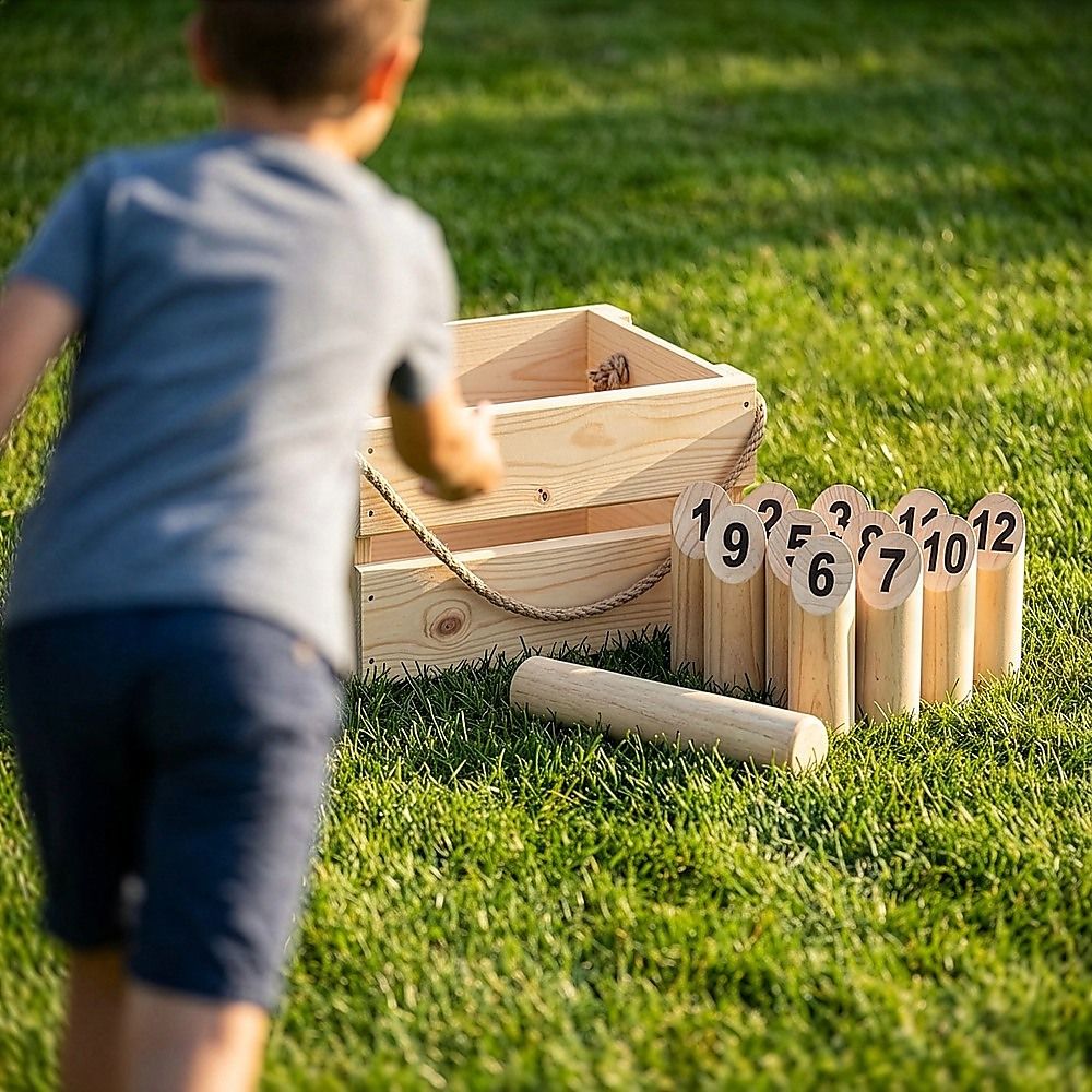 Wooden Number Toss Outdoor Game Set with Carry Case