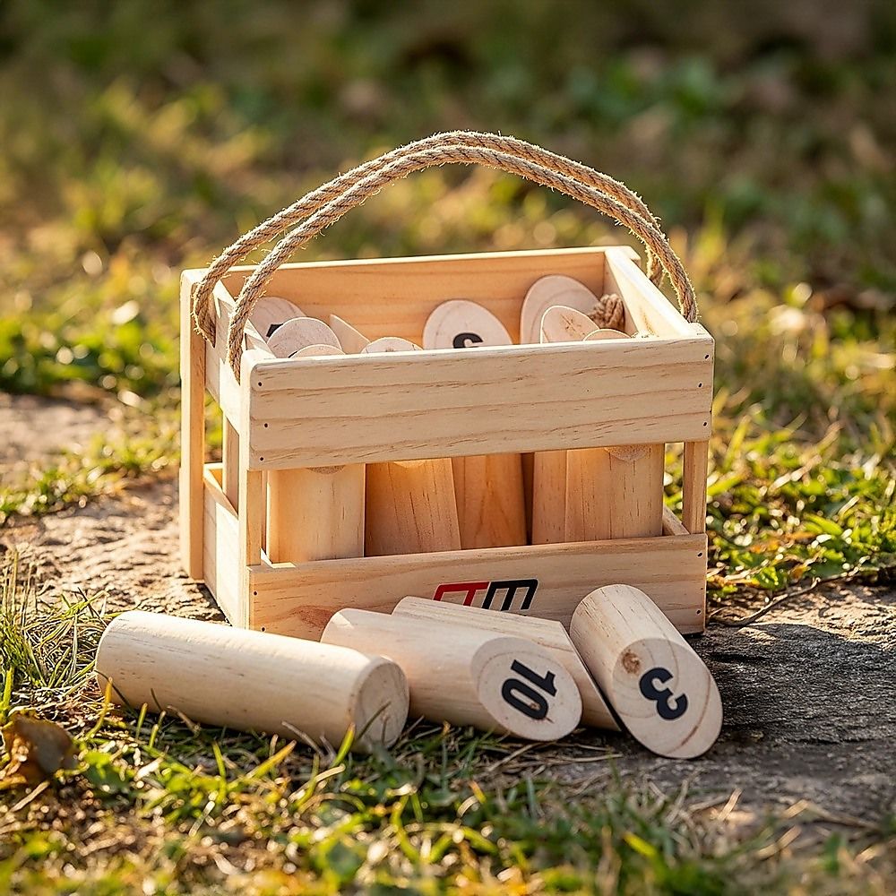 Wooden Number Toss Outdoor Game Set with Carry Case