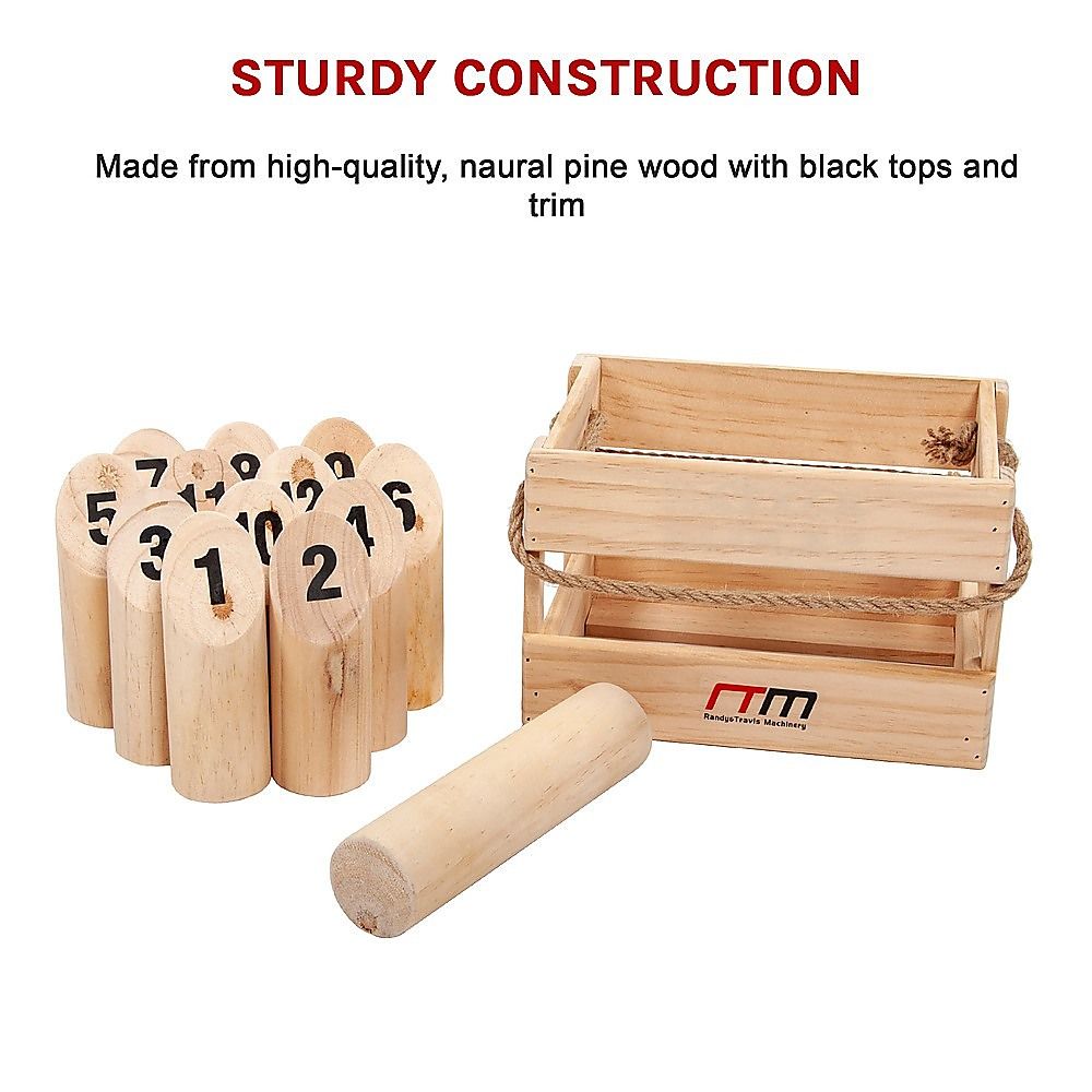 Wooden Number Toss Outdoor Game Set with Carry Case