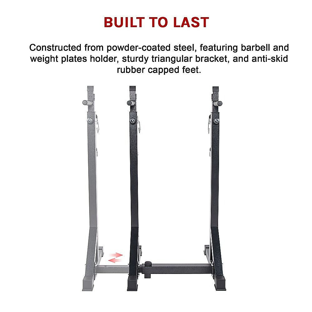 Squat Rack Commercial Adjustable Pair Fitness Exercise Weight Lifting Gym Barbell Stand