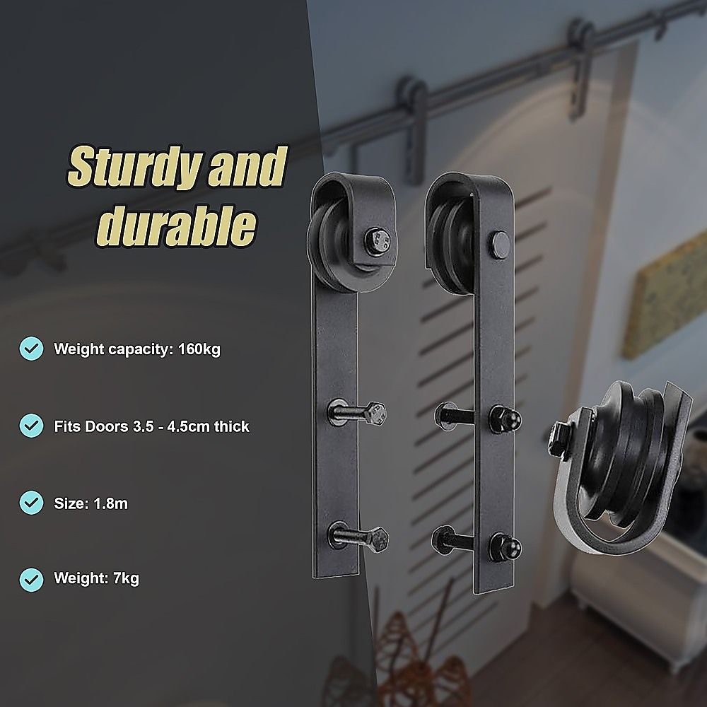 Sliding Barn Door Hardware 1.8m Heavy Duty Sturdy Kit