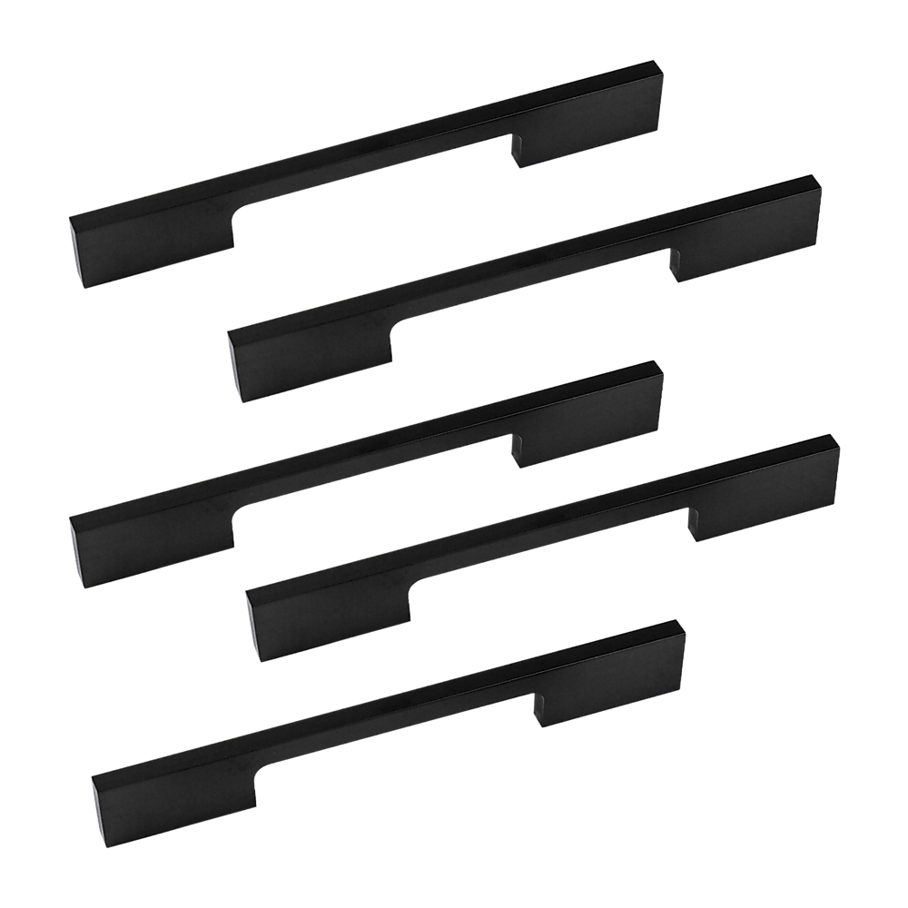 Kitchen Handles 5x 128mm Cabinet Cupboard Drawer Black Square Furniture Pulls