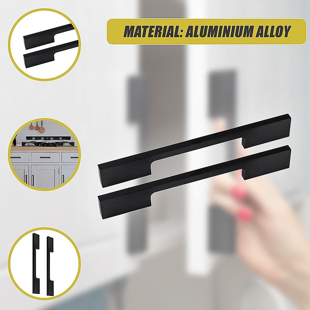 Kitchen Handles 5x 128mm Cabinet Cupboard Drawer Black Square Furniture Pulls