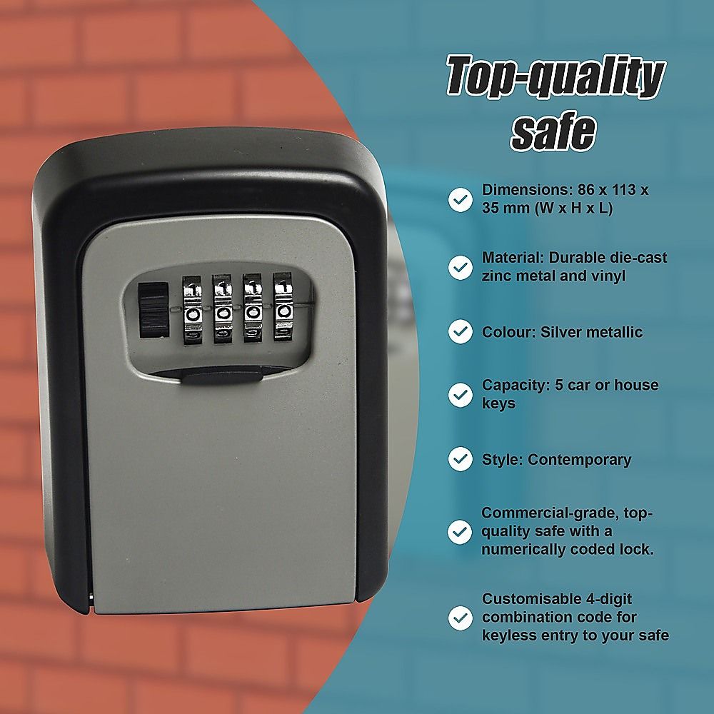 Commercial Grade Lock Wall Mounted Key Safe Storage Lock Box for Security